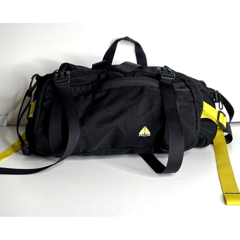 Nike ACG Lumbar Hiking Fanny Pack Utility Black Yellow Outdoor VTG 90's S8-JWG
